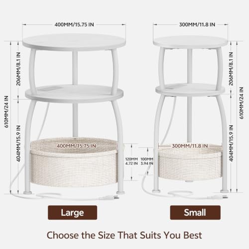 Yuede Round Side Table with Charging Station, USB Type C Port, White by Yuede - Used condition - Image 4