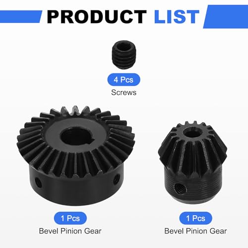 Image of uxcell 2Pcs Tapered Bevel Gears Set, 1.5 Mod 1:2 (15T /30T) Harden Steel Straight Bevel Gear, 90 Degree Steering Motor Gears, (5 /12mm Shaft Hole with Keyway)