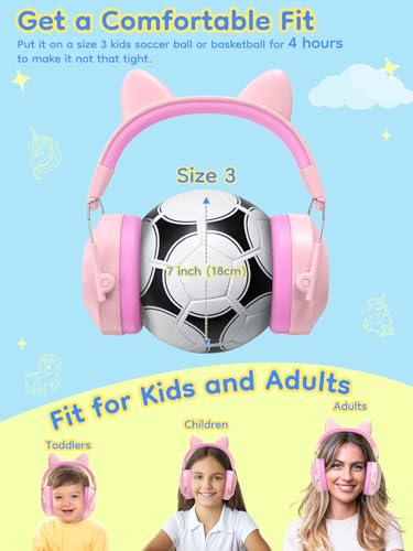 Image of Dr.meter Noise Cancelling Headphones for Kids: EM200 32dB Cute Kids Ear Protection Ear Muffs Toddler Autism Sensory Hearing Protection Noise Reduction Earmuffs for Fireworks, Concerts DIY Stickers
