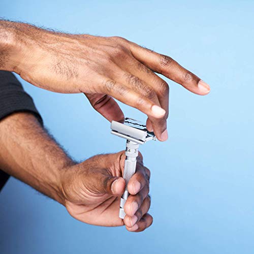 ROCKWELL-RAZORS-T2-White-Chrome-Safety-Razor-for-Men-and-Women-with-Infinite-Shaving-Settings-25-Fully-Recyclable-Blades-and-Travel-Leather-Bag