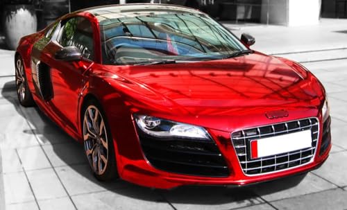 Image of LZLRUN 1FT x 5FT Chrome Mirror Vinyl Wrap Adhesive Car Sticker Decal Film (Red, 2 Inches x 30 FT)