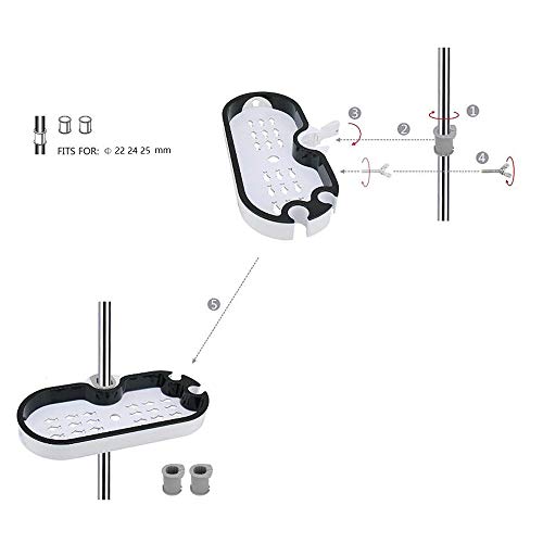 G-Tree Abs Shower Caddy Organizer Shelf - Bathroom Rail Organizer Holder For Shampoo, Adjustable Bathroom Shower Riser Holder Organizer For Diameter 22，24，25Mm Rail #TOP7