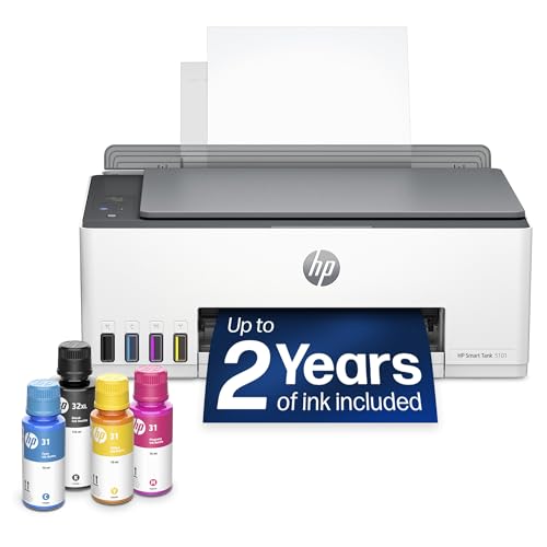 HP Smart Tank 5101 Wireless All-in-One Refillable Printer, Scanner,...