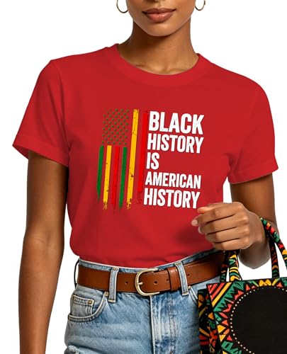 Image of Juneteenth Shirts for Women-Black History is American History Tee Tops African American Short Sleeves