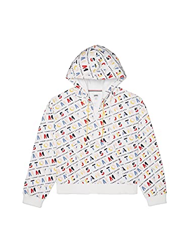Tommy Hilfiger Adaptive Tommy Hilfiger Women's Adaptive Hoodie Sweatshirt with Extended Zipper Pull, Bright White Multi, MD