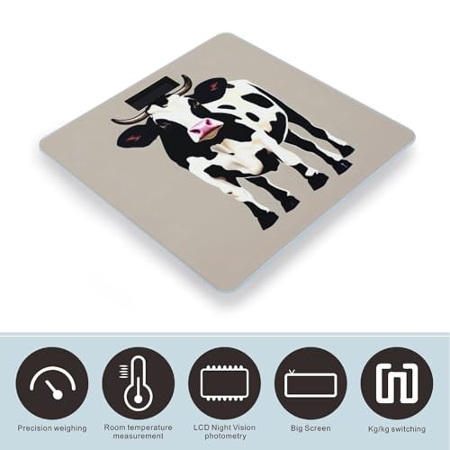 Báscula digital de baño Cow Black Spot de vidrio templado miniatura 3