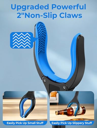 Image of 32 inch Grabber Reacher Tools, 2 Pack Upgraded Strong Foldable Reacher Grabber Heavy Duty Pickup Tool, 4 inch Wide Claw Opening & 360 Rotating Jaw & Magnet Lightweight Grabber Tool for Senior Patient