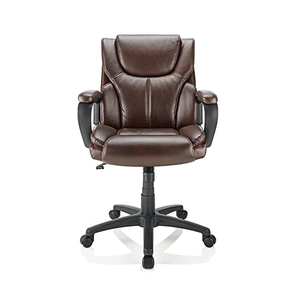 Brenton studio mayhart vinyl mid back chair brownblack  urban country home decor