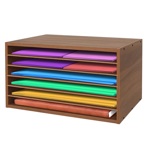 PROLEE 6-Tier Walnut Construction Paper Organizer