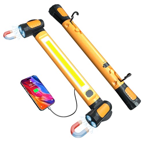 Work Light for Mechanic,3200LM LED Work Lights,5400mAh Rechargeable Magnetic Light bar,Portable Automotive Tools Underhood Light with Hooks for Car Garage Workshop Emergency,Gifts for Him, Yellow