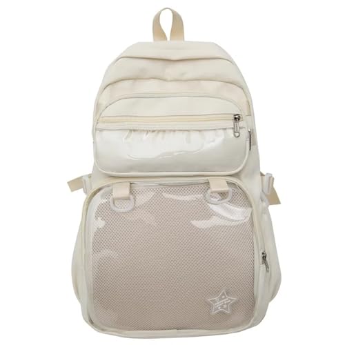 Kawaii Ita Backpack with Removable Clear Pouch Anime Merch Display Otaku Bag for Pins Badges Cosplay Accessory Storage (White)