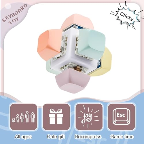 Image of Decompression Toys Keyboard Clicker Toy Keyboard Cube Mechanical Key Button Stress Relief for Adult Gifts to Relief Pass Time (Random Colour)