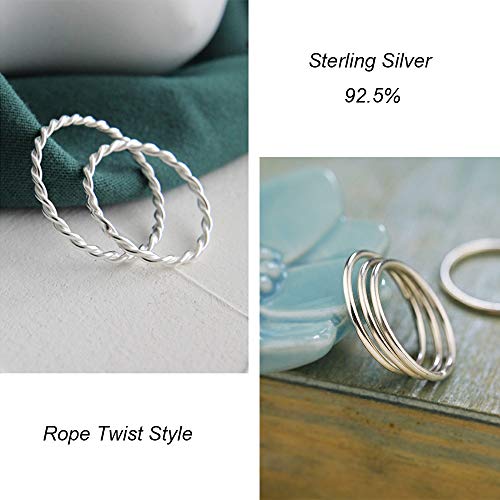925 Sterling Silver Knuckle Rings for Women Minimalist Thin Stacking Rings Set 3PCS Midi Pinky Ring Size 2.5-8.52