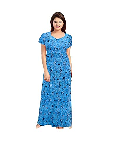 Nighty for Women Cotton Printed Maxi Gown Ankle Length Nighty Night Dress Gown for Women Maxi - Free Size (Pack of 2)-image-37