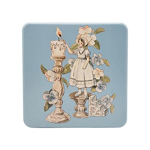 Tinplate Storage Box Friend Gifts Cute Cookie Tins Container For Chocolate Trinket, 17Cmx17Cmx6.4Cm, Style A #TOP19