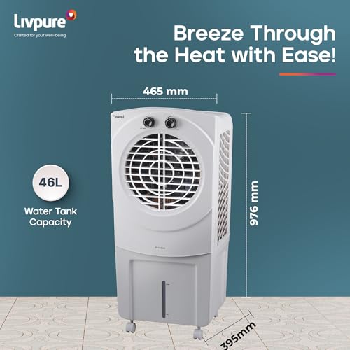 Image of Livpure Coolbud Personal Air Cooler- 46L with High Air Delivery| Motor with Thermal Overload Protection| Antibacterial Honeycomb Pads | Inverter Compatibility| 2 years Warranty