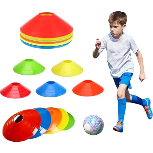 Coni da Allenamento,Rotondi Allenamento,Coni per Allenamento Calcio,Coni a Disco per l'Allenamento,Calcio Accessori,Ostacoli Allenamento,per l'allenamento Calcio e Marcatura del Campo ﻿ (20pcs)