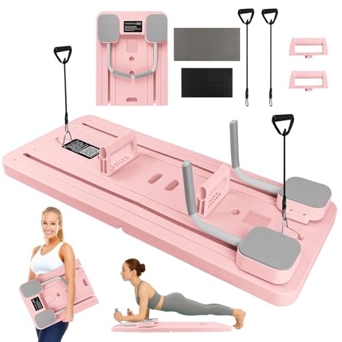 WingFly Tabla de pilat, máquina reformadora Multifuncional para Abdominales, Pilates Board Plegable con Rebote automático, Cuerda de Tensión y Temporizador, para Gimnasio en Casa