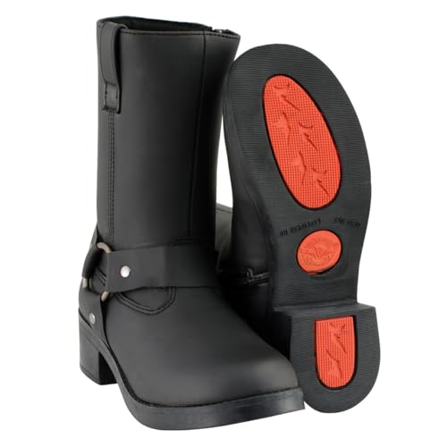 Milwaukee Leather MBK9280 Boys Classic Black Harness Biker Boots - 5.54