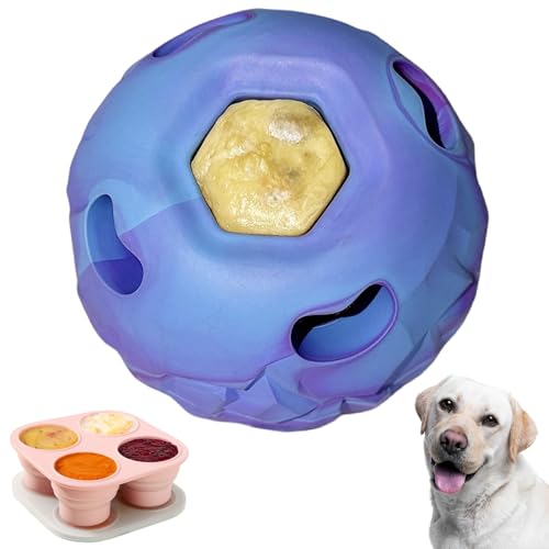 5-in-1 Dog Enrichment Toy – Bite & Brush Freeze Ball, Large Dog Toys, Interactive Chew Toy for Large Aggressive Chewers (25-85 lbs), Freezable Bone for Dogs, Homemade Treat Dispenser, Easy to Clean