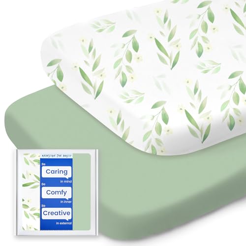 Image of Bassinet Sheets for Baby Boy Girl, TotBasic Buttery Soft Universal Bassinet Fitted Sheet, Compatible with Halo, Mika Micky, Baby Delight, Dream On Me, Maxi COSI and More Bassinet Mattress(Greenleaf)