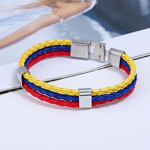 Handwoven Flag Leather Bracelet Multicolor National Flag PU Leather Bracelet Wrap Bangle with Alloy Clasp for Women Men Wristband Jewelry3