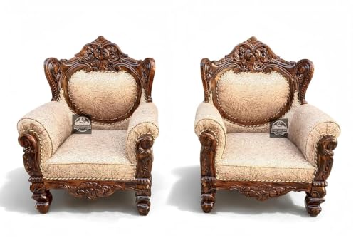 Image of Royal Carved Wooden Sofa Set | 3+1+1 Seater | Antique with Button Tufted Velvet Upholstery | Victorian Style Living Room Furniture Tufted Sofa Set Grey 3-Piece (Design 12)