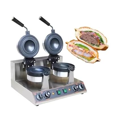 Elektrische Burger-Presse Eiscreme-Burger-Maker, Burger-Maker-Maschine, 50–300 °C, antihaftbeschichtete kommerzielle Pressmaschine, doppelseitige Heizung, 5-Minuten-Timer, Hamburger-Presse,