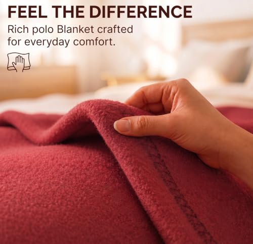 Image of HOMEKART 300 TC All Season Solid /Plain Lightweight Polar Fleece Single Bed Blanket (152 x 230 cm), Red