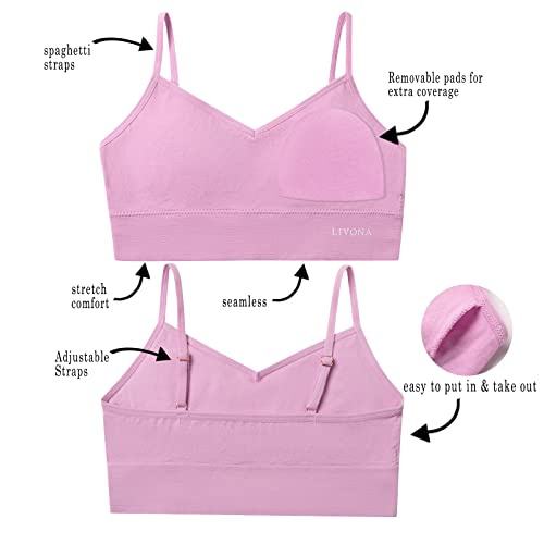 Livona 6 Pack Sports Bras for Girls - Padded, Crop Cami Tank Top (6-14)2