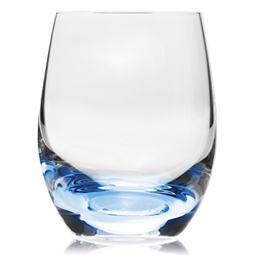 Crystalex Rainbow Colored Tumbler Glasses Set Of 6 | Stemmed Crystal Tumblers Glasses For Water, Juice, Beverages & Cocktails 100% Lead-Free (2.2 Oz)