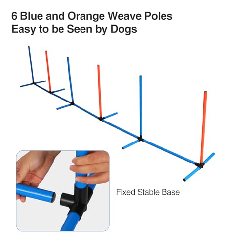 Domaker Dogs Agility Course Backyard Set, 7 Pc Indoor Outdoor Agility Training Equipment for Dogs, 3 Jumps 2 Tunnels with Sandbags - Weave Poles for Dog Obstacle Training - Thumbnail 4