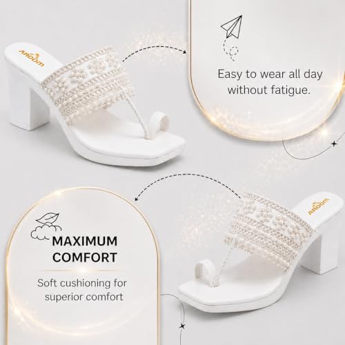 Image of AROOM Women's One Toe Block Heels Stability | Comfortable & Stylish Sandals for Women & Girls | Women Wedge Heels Thong Sandals| Comfort Orthopaedic Sandals | Doctor Heels Slippers | Arch Support & Stylish Block Heel Cushion | Lightweight Anti-Skid Sole | Ultra-Cushioned Shock Absorbing Footbed | Open Toe & Toe Separator Style | Peep-Toe | Mary Jane Women Daily Use Formal Wedges | Ladies Casual Wear Footwear | Kohlapuri Chappal Heels | Bridal, Wedding Sandals | Slip-on | Pump and Mule Sandals