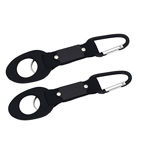 Flaschenhalter Schnalle Haken mit Karabinerclip 2 Stück für Outdoor Camping Wandern Reisen schwarz Cover