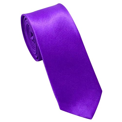 Corbata formal de color sólido de 1.97 pulgadas para hombre, para negocios, boda, fiesta, uniforme escolar, corbata de trabajo, Morado (, 5CM