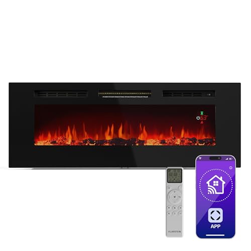 Klarstein Galeras Smart Elektrokamin - 1800 W Heizleistung, Realistische LED-Flammen, App & Fernbedienung, Einstellbare Farben & Helligkeit, Überhitzungsschutz, Wandkamin Elektrisch