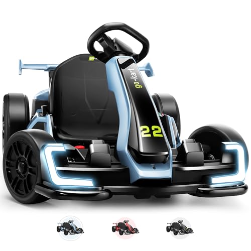 Hikole Electric Go Kart for Kids, 24V Drift Electric Go Cart with Adjustable Seat, Fast 8.5 MPH, 300W Motor, EVA Tires, - Detailed View
