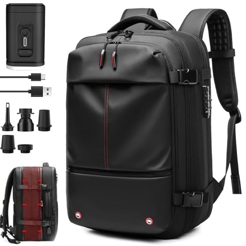 Vacspace Backpack, Vacspace Travel Bag with Vacuum, 40-60l Expandable Multifunctional Waterproof Anti-Theft Pack (Black-1.0 With Air Pump)