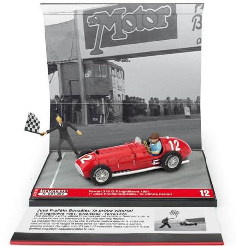  Brumm MODELLINO IN SCALA COMPATIBILE CON FERRARI 375 J.F.GONZALES 1951 N.12 BRITISH GP 1a VITTORIA FERRARI 1:43 BMS2114