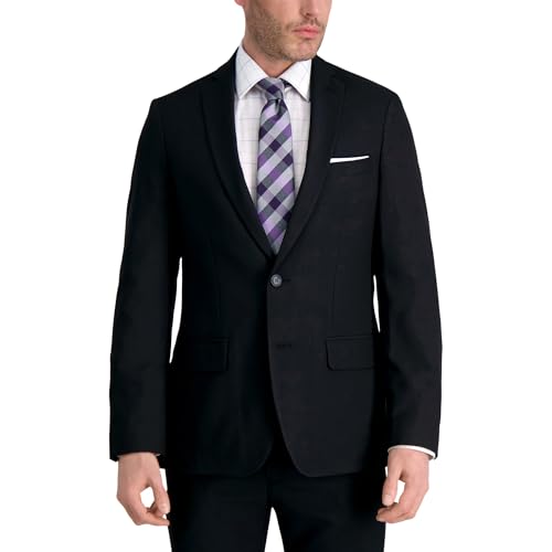 Haggar Men's Smart Wash Performance Slim Fit Suit Separates-Pants & Jackets, Black-Jacket, 36
