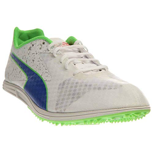 PUMA PUMA Men's TFX Distance V5 Shoe, White/Strong Blue/Fluorescent Green Co, 11.5 M US