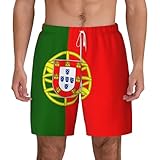 fifbird pantaloncini da bagno traspiranti ad asciugatura rapida da uomo, stampa bandiera portoghese, per l'estate, il surf, la spiaggia, bianco, 3xl