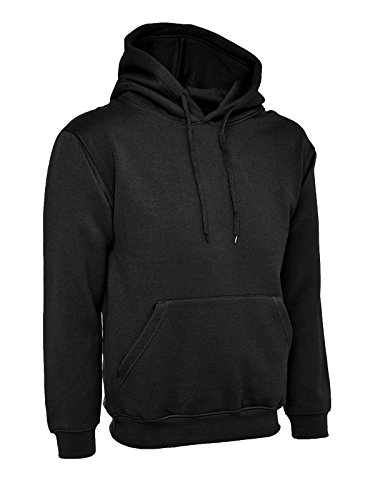 Ladies Loose Fit Hoodie Size UK 10 to 28 Plus Unisex Plain Hooded Sweatshirt (UK 26, Black)