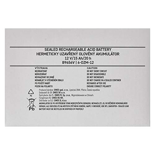 EMOS Onderhoudsvrije loodaccu 12 V 15 Ah cyclusbestendig, tractie-accu voor e-bike, elektrisch voertuig, kinderauto… - Afbeelding 6