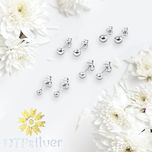 DTPsilver® 4 Paare ohrstecker silber 925 damen - ohrstecker set - damen ohrringe silber 925 set - Runde Kugel Ohrstecker - WINZIGE/KLEINE - Gemischte Größen - Durchmesser: 2, 3, 4, 5 mm