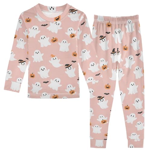 Pajama Sets Long Sleeve Ghosts Pumpkins Bats Soft Comfy Sleepwear 2 Piece PJS 3-8T