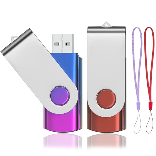 2 Pack Pen Drive 128GB, ABLAZE 128GB Memorias USB 2 Piezas, Gradiente de Color Pendrive 128 GB 2.0 Giratoria Diseño Flash Drive Almacenamiento Externo de Datos con indicador LED