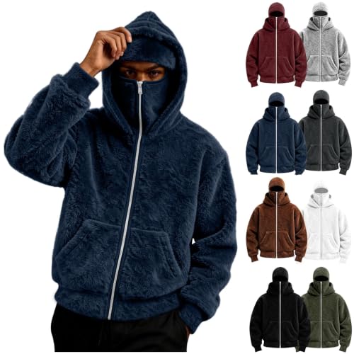 Zip up Hoodie for Men Casual Fleece Fuzzy Coats Soft Warm Outwear - image 1
