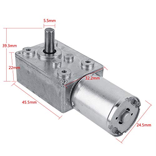 FTVOGUE DC12V Reduction Electric Motor CW/CCW Reversible High Torque Worm Geared Motor (20RPM) - Image 3