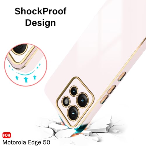 Image of TheGiftKart Luxurious Golden-Plated Back Cover Case for Motorola Moto Edge 50 5G | Raised Lips for Camera & Screen Protection | Shockproof Design | Stylish Back Cover for Moto Edge 50 5G (TPU, Pink)
